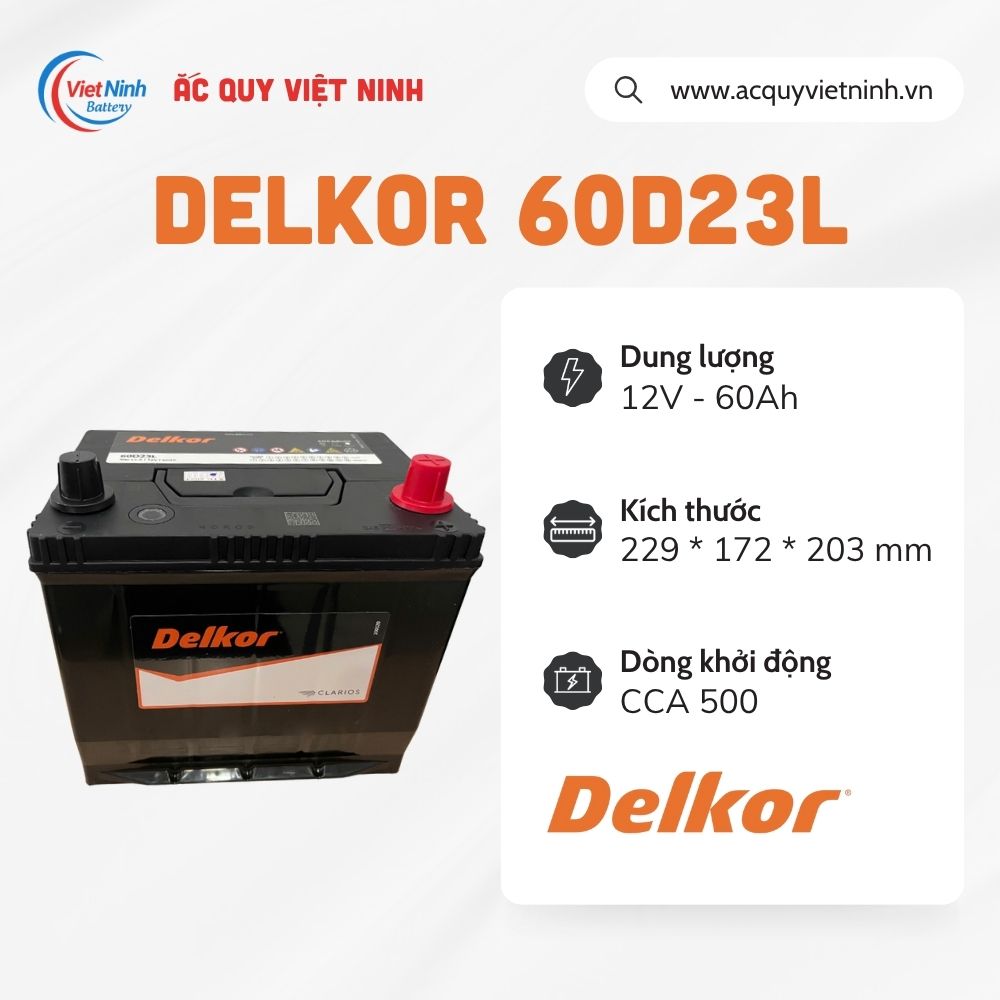 Ắc quy Delkor 60D23L (12V - 60AH)