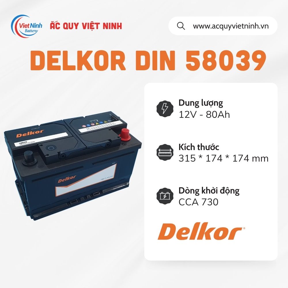 Ắc quy Delkor Din 58039 (12V - 80AH)