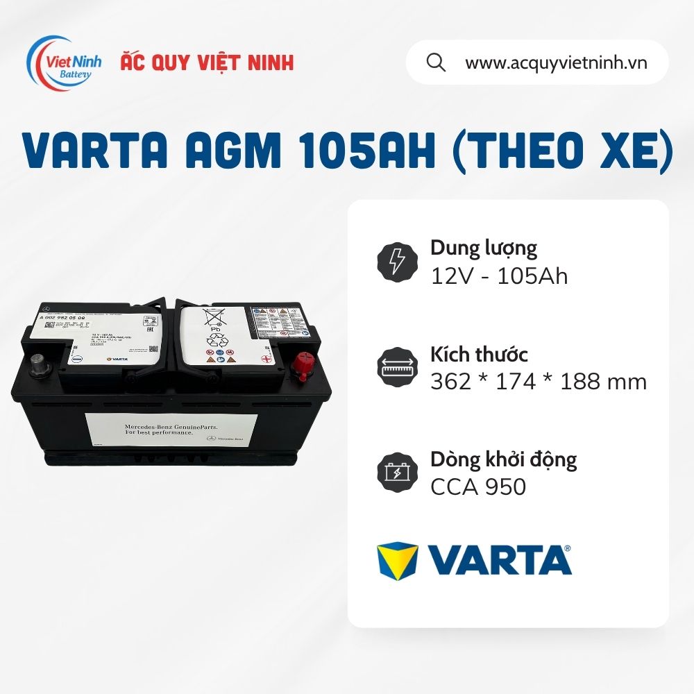Ắc quy Varta AGM 105Ah theo xe (12V - 105Ah)